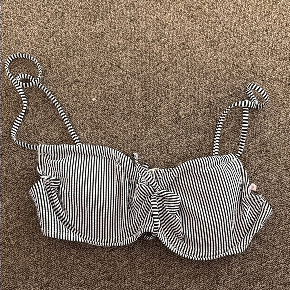 Striped Black and White Bikini Top